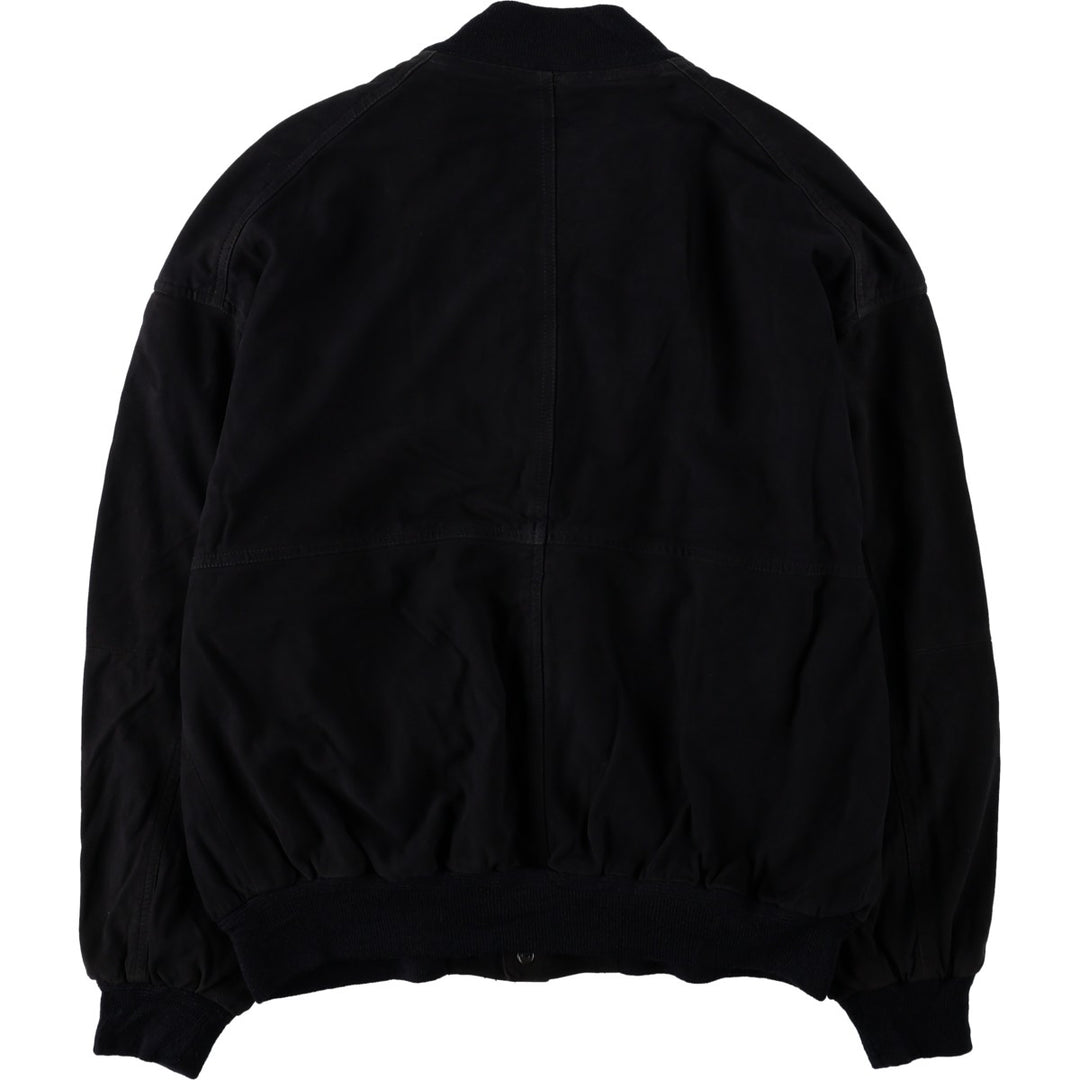 Mc Percy Suede Leather Blouson, Men's Size L (approx.) Genuine Leather Suede Leather black type Vintage Second Hand