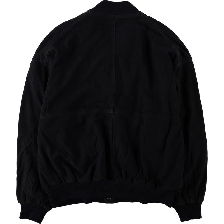 Mc Percy Suede Leather Blouson, Men's Size L (approx.) Genuine Leather Suede Leather black type Vintage Second Hand