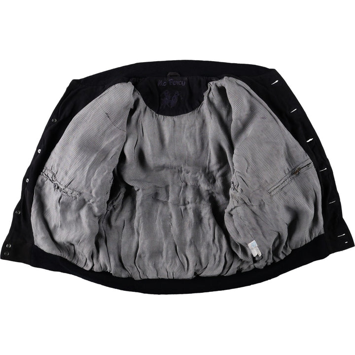 Mc Percy Suede Leather Blouson, Men's Size L (approx.) Genuine Leather Suede Leather black type Vintage Second Hand