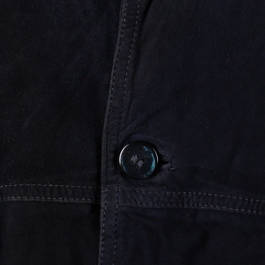Balster Jacket, Suede Leather Blouson, Men's XL Genuine Leather Suede Leather navy blue type Vintage Second Hand