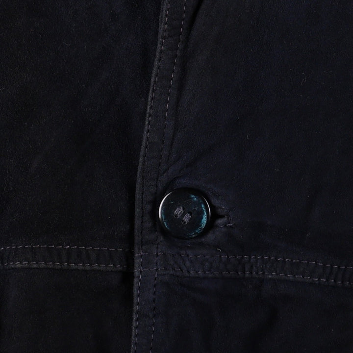 Balster Jacket, Suede Leather Blouson, Men's XL Genuine Leather Suede Leather navy blue type Vintage Second Hand