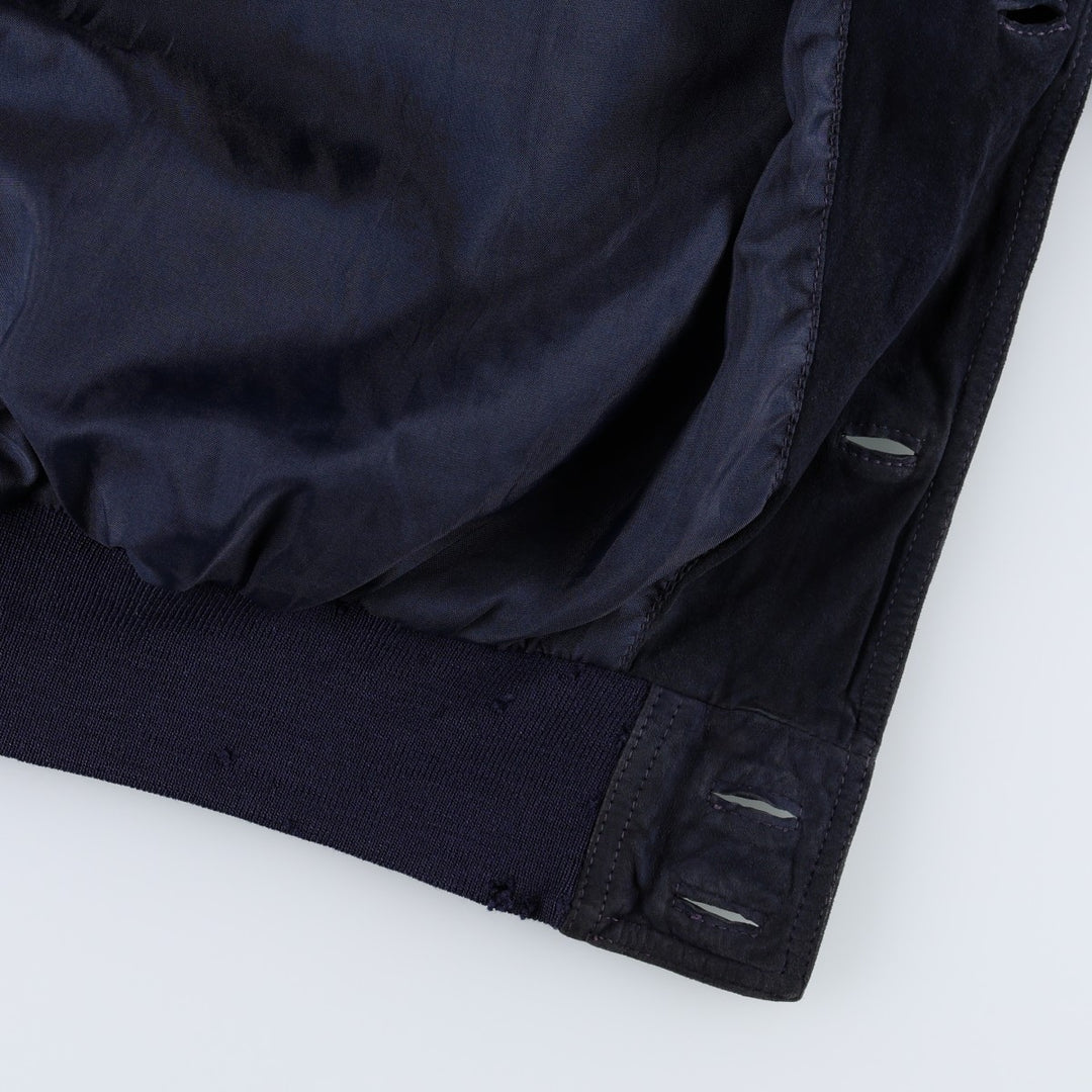 Balster Jacket, Suede Leather Blouson, Men's XL Genuine Leather Suede Leather navy blue type Vintage Second Hand