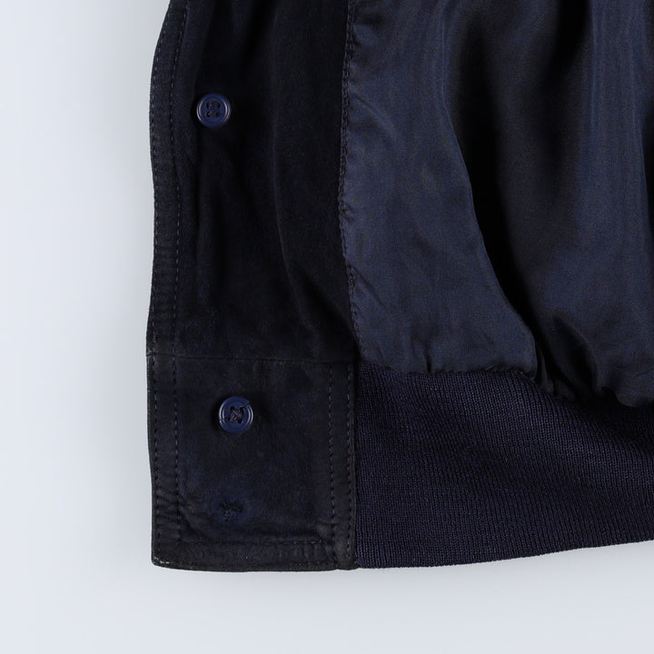 Balster Jacket, Suede Leather Blouson, Men's XL Genuine Leather Suede Leather navy blue type Vintage Second Hand