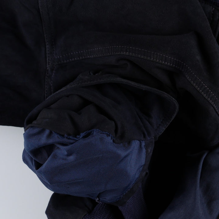 Balster Jacket, Suede Leather Blouson, Men's XL Genuine Leather Suede Leather navy blue type Vintage Second Hand