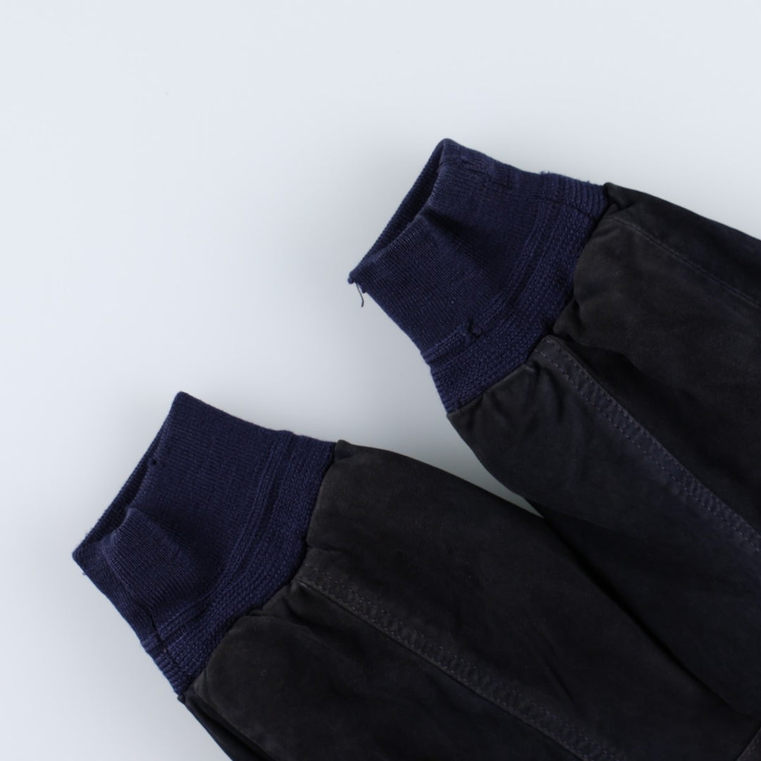 Balster Jacket, Suede Leather Blouson, Men's XL Genuine Leather Suede Leather navy blue type Vintage Second Hand