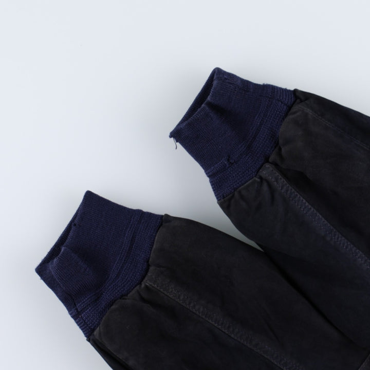 Balster Jacket, Suede Leather Blouson, Men's XL Genuine Leather Suede Leather navy blue type Vintage Second Hand