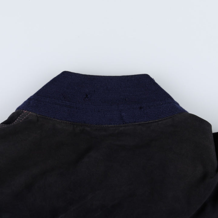 Balster Jacket, Suede Leather Blouson, Men's XL Genuine Leather Suede Leather navy blue type Vintage Second Hand
