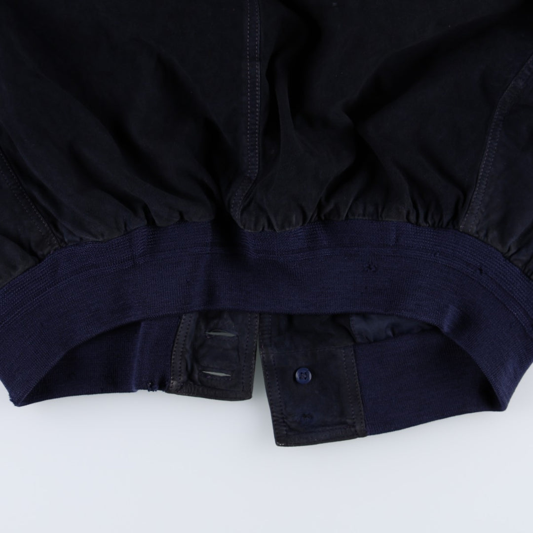 Balster Jacket, Suede Leather Blouson, Men's XL Genuine Leather Suede Leather navy blue type Vintage Second Hand