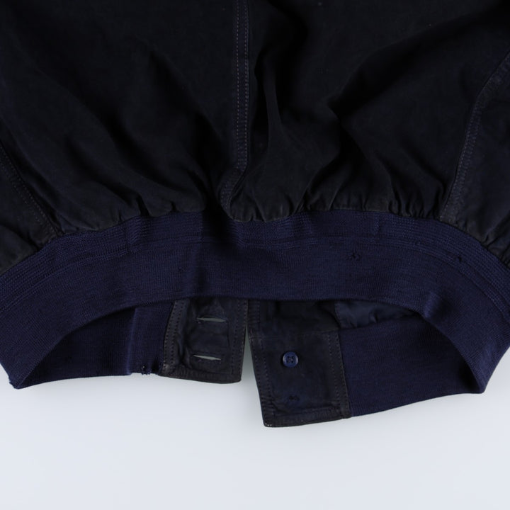 Balster Jacket, Suede Leather Blouson, Men's XL Genuine Leather Suede Leather navy blue type Vintage Second Hand