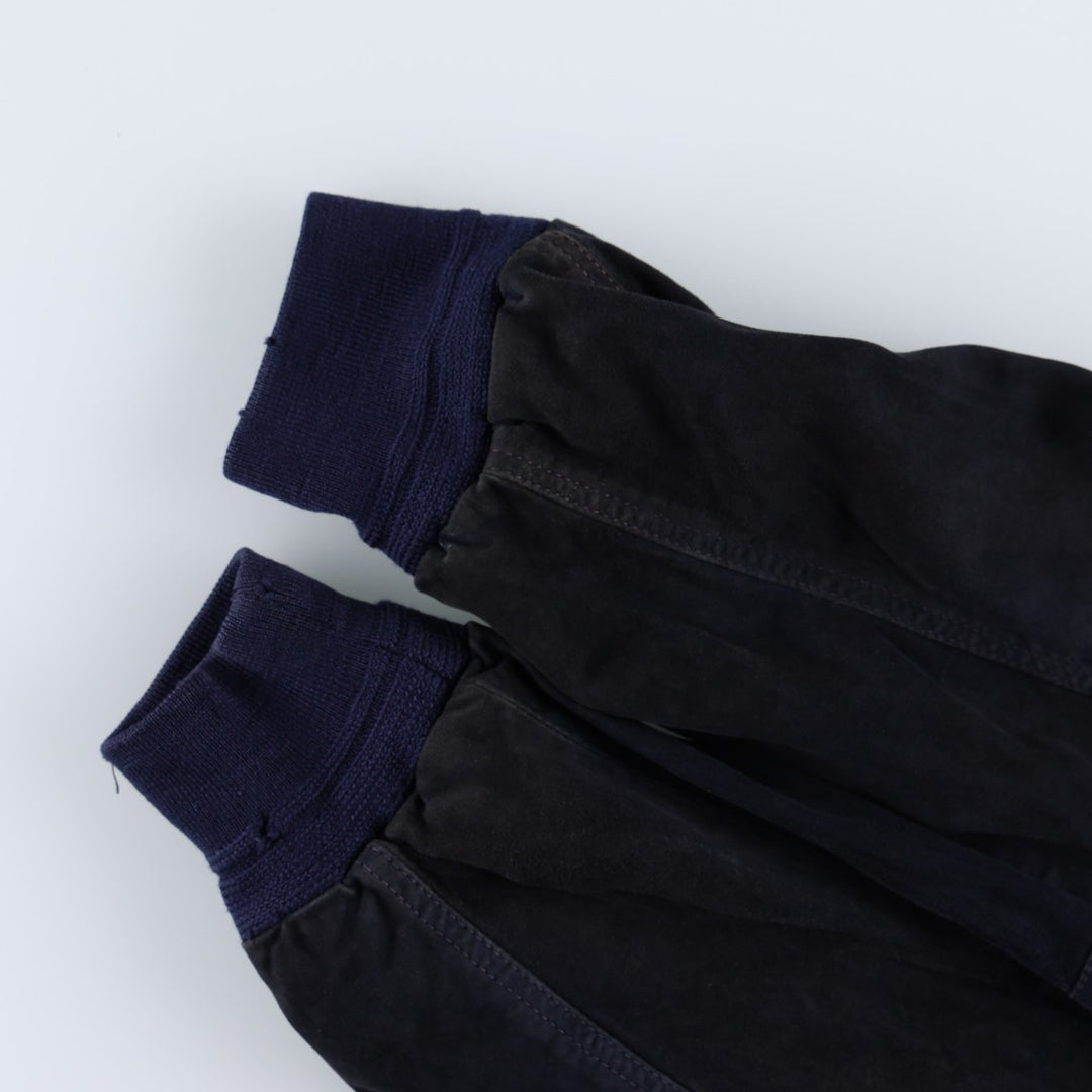 Balster Jacket, Suede Leather Blouson, Men's XL Genuine Leather Suede Leather navy blue type Vintage Second Hand