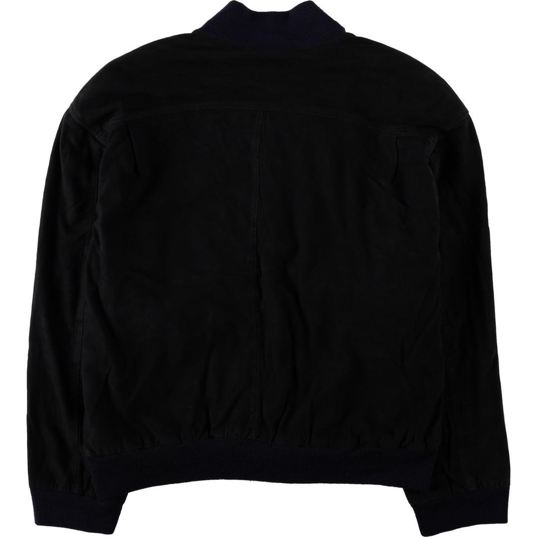 Balster Jacket, Suede Leather Blouson, Men's Size L Genuine Leather Suede Leather black type Vintage Second Hand