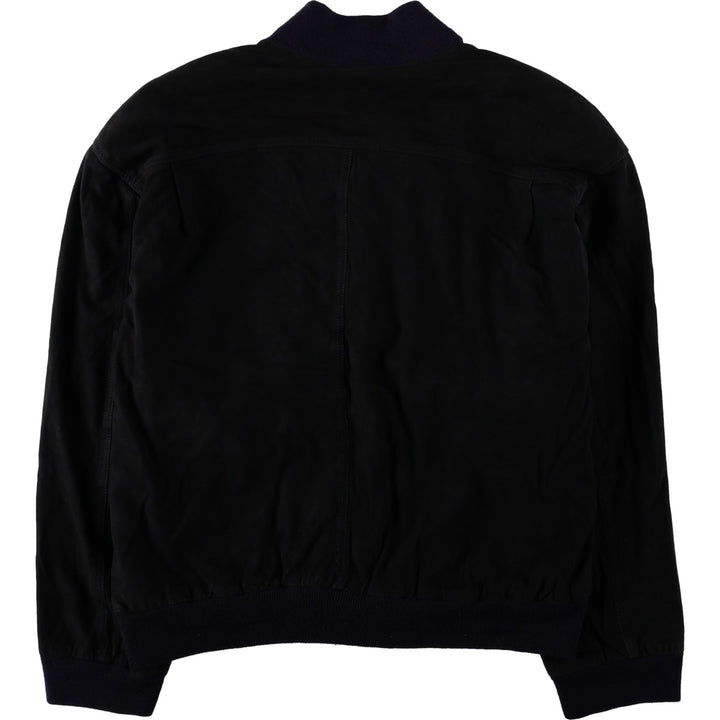 Balster Jacket, Suede Leather Blouson, Men's Size L Genuine Leather Suede Leather black type Vintage Second Hand