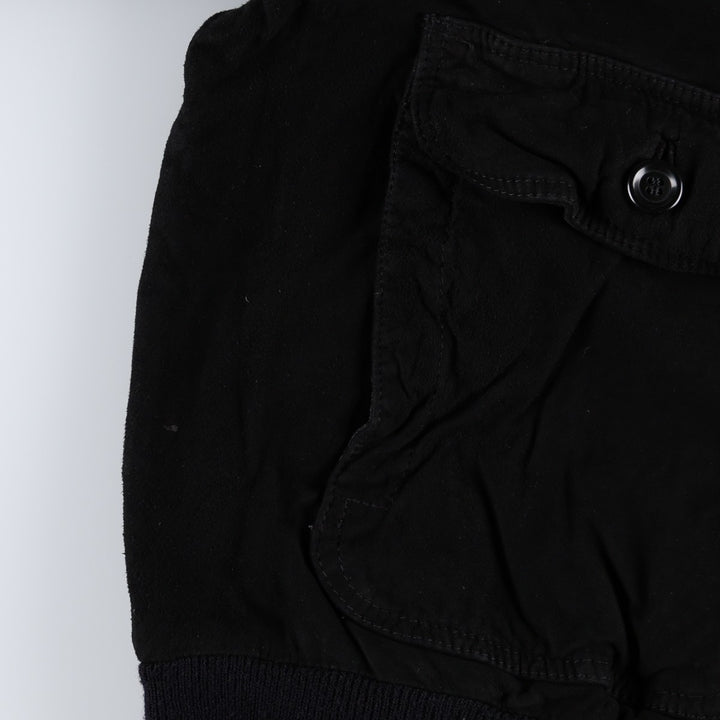 Balster Jacket, Suede Leather Blouson, Men's Size L Genuine Leather Suede Leather black type Vintage Second Hand