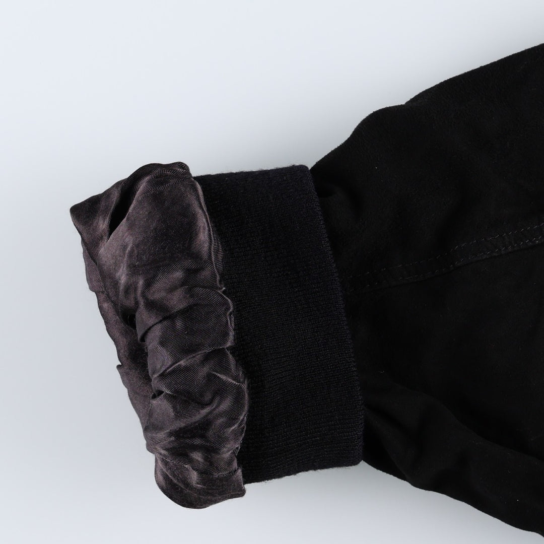 Balster Jacket, Suede Leather Blouson, Men's Size L Genuine Leather Suede Leather black type Vintage Second Hand