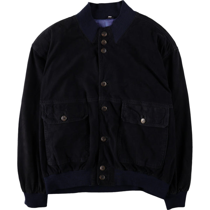 Suede leather blouson, men's size XXL Genuine Leather Suede Leather navy blue type Vintage Second Hand