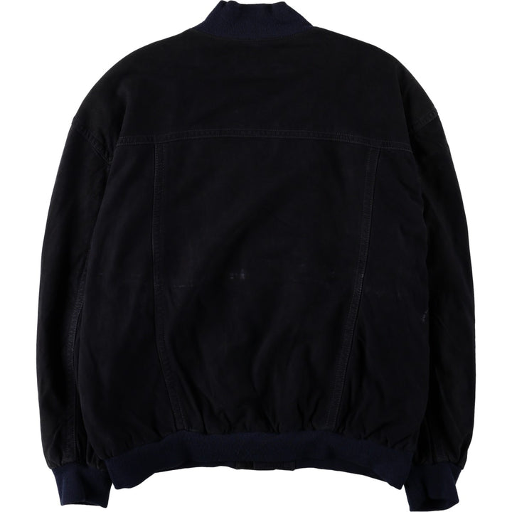 Suede leather blouson, men's size XXL Genuine Leather Suede Leather navy blue type Vintage Second Hand