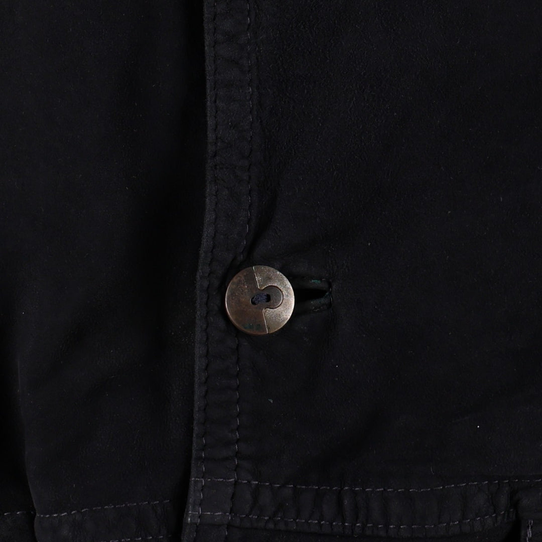 Suede leather blouson, men's size XXL Genuine Leather Suede Leather navy blue type Vintage Second Hand