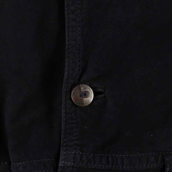 Suede leather blouson, men's size XXL Genuine Leather Suede Leather navy blue type Vintage Second Hand
