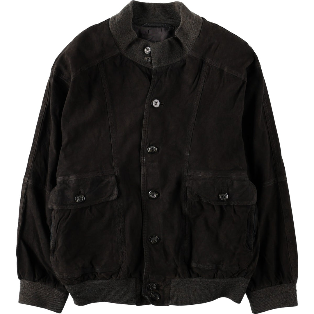 Pierre Cardin Valstar Jacket Suede Leather Blouson Men's Size L (approx.) Genuine Leather Goatskin Charcoal Vintage Second Hand