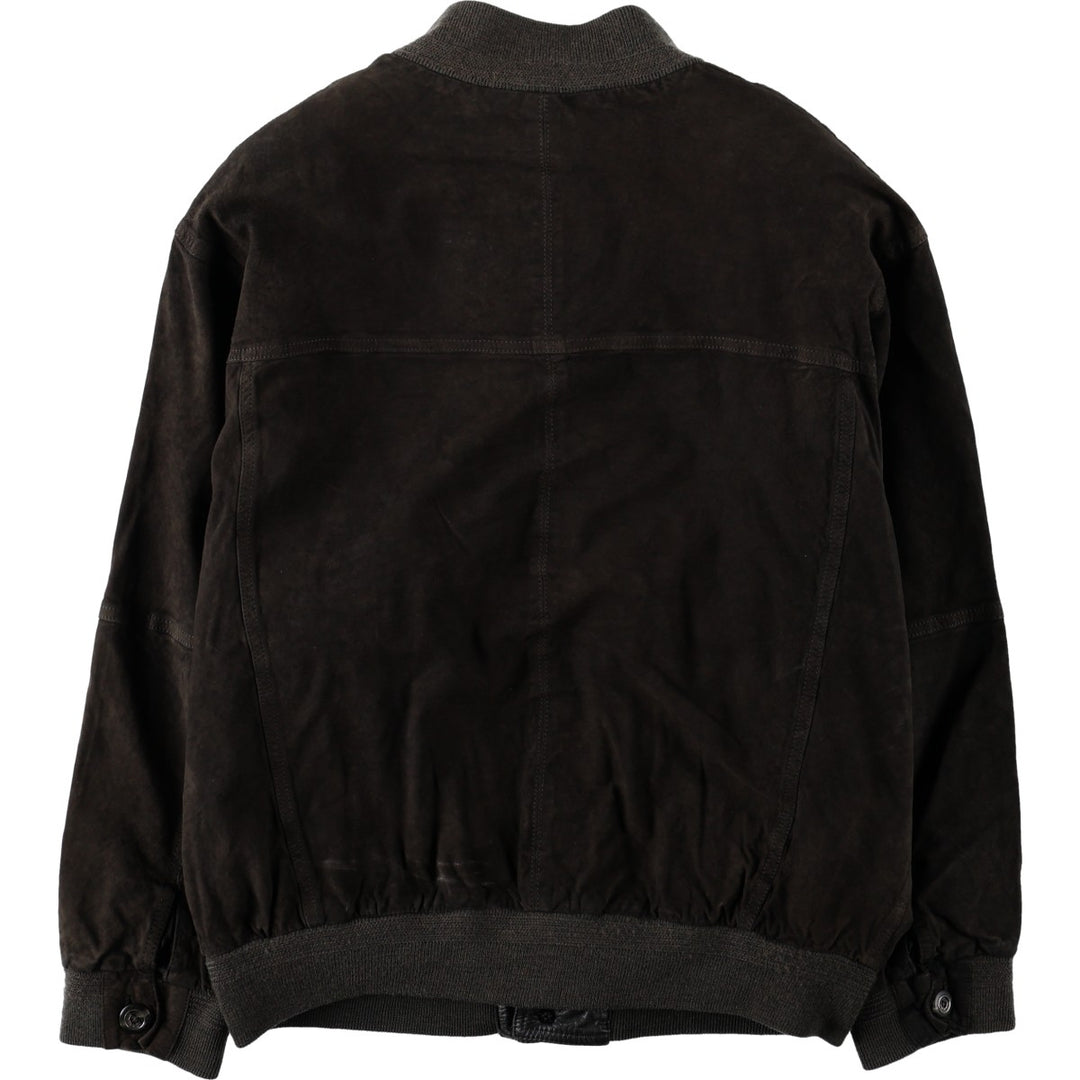 Pierre Cardin Valstar Jacket Suede Leather Blouson Men's Size L (approx.) Genuine Leather Goatskin Charcoal Vintage Second Hand