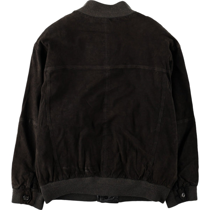 Pierre Cardin Valstar Jacket Suede Leather Blouson Men's Size L (approx.) Genuine Leather Goatskin Charcoal Vintage Second Hand