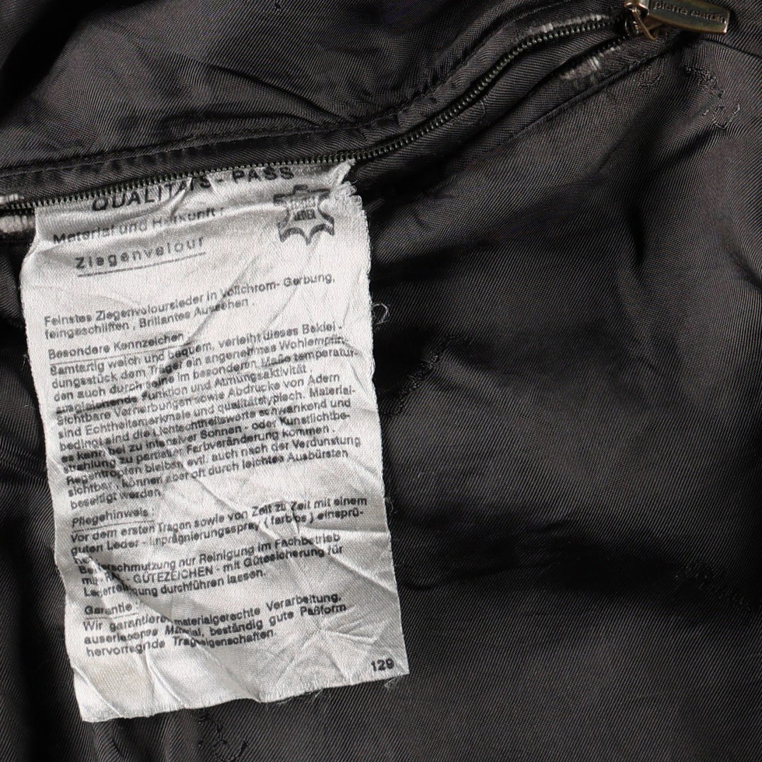 Pierre Cardin Valstar Jacket Suede Leather Blouson Men's Size L (approx.) Genuine Leather Goatskin Charcoal Vintage Second Hand