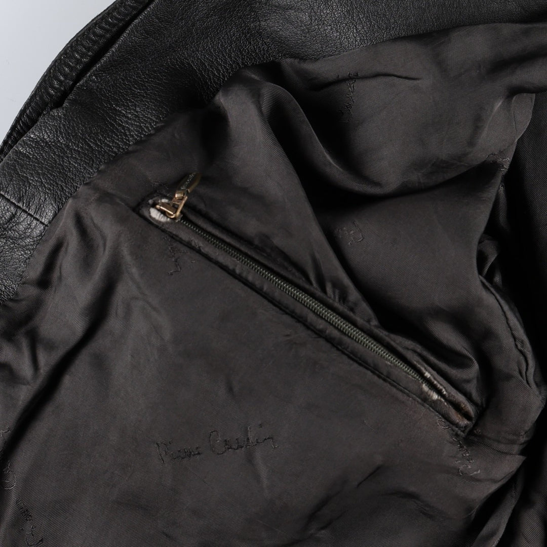 Pierre Cardin Valstar Jacket Suede Leather Blouson Men's Size L (approx.) Genuine Leather Goatskin Charcoal Vintage Second Hand