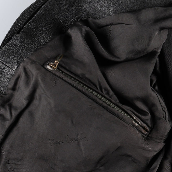 Pierre Cardin Valstar Jacket Suede Leather Blouson Men's Size L (approx.) Genuine Leather Goatskin Charcoal Vintage Second Hand