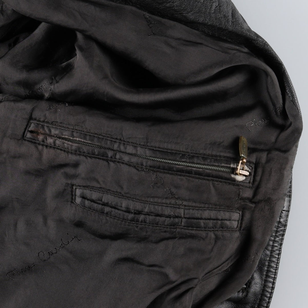 Pierre Cardin Valstar Jacket Suede Leather Blouson Men's Size L (approx.) Genuine Leather Goatskin Charcoal Vintage Second Hand