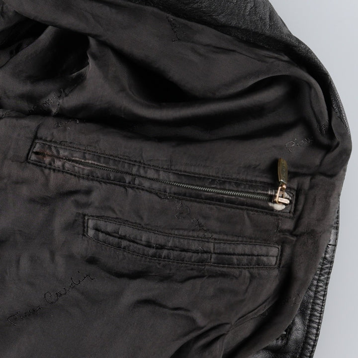 Pierre Cardin Valstar Jacket Suede Leather Blouson Men's Size L (approx.) Genuine Leather Goatskin Charcoal Vintage Second Hand