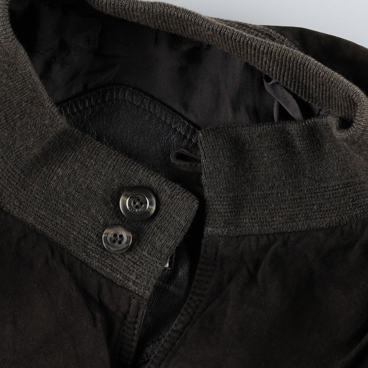 Pierre Cardin Valstar Jacket Suede Leather Blouson Men's Size L (approx.) Genuine Leather Goatskin Charcoal Vintage Second Hand
