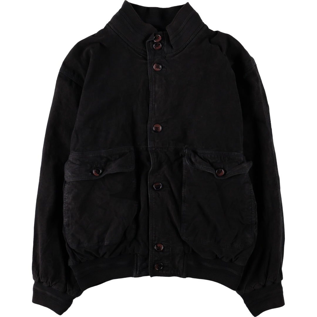 Balster Jacket, Suede Leather Blouson, Men's Size L Genuine Leather Suede Leather black type Vintage Second Hand
