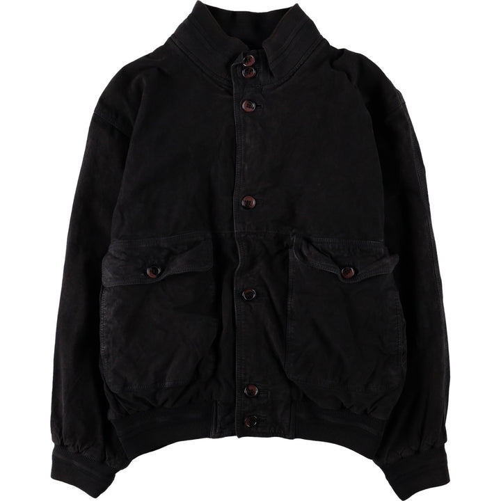 Balster Jacket, Suede Leather Blouson, Men's Size L Genuine Leather Suede Leather black type Vintage Second Hand