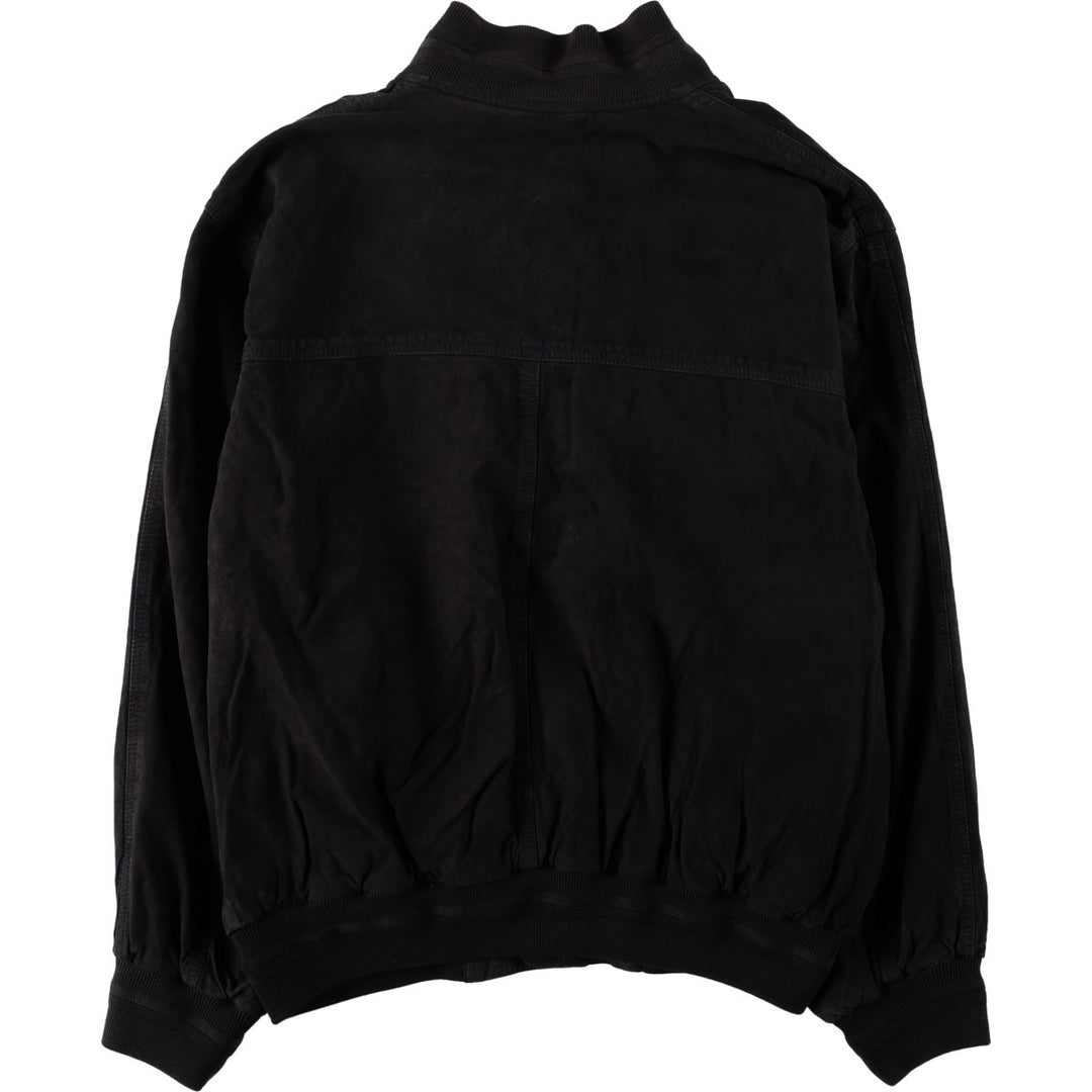 Balster Jacket, Suede Leather Blouson, Men's Size L Genuine Leather Suede Leather black type Vintage Second Hand