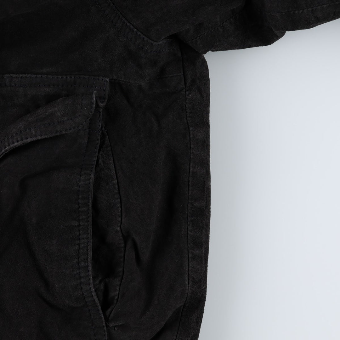 Balster Jacket, Suede Leather Blouson, Men's Size L Genuine Leather Suede Leather black type Vintage Second Hand