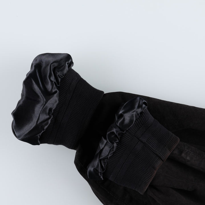 Balster Jacket, Suede Leather Blouson, Men's Size L Genuine Leather Suede Leather black type Vintage Second Hand