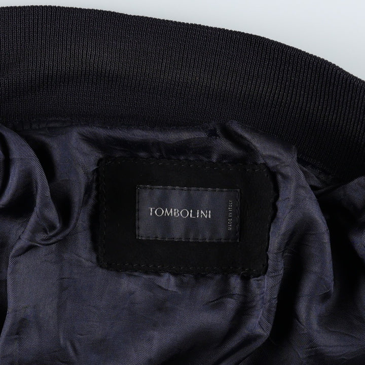 TOMBOLINI Valstar Jacket, Suede Leather Blouson, Made in Italy, Men's Size M (approx.) Genuine Leather Suede Leather black type Vintage Second Hand