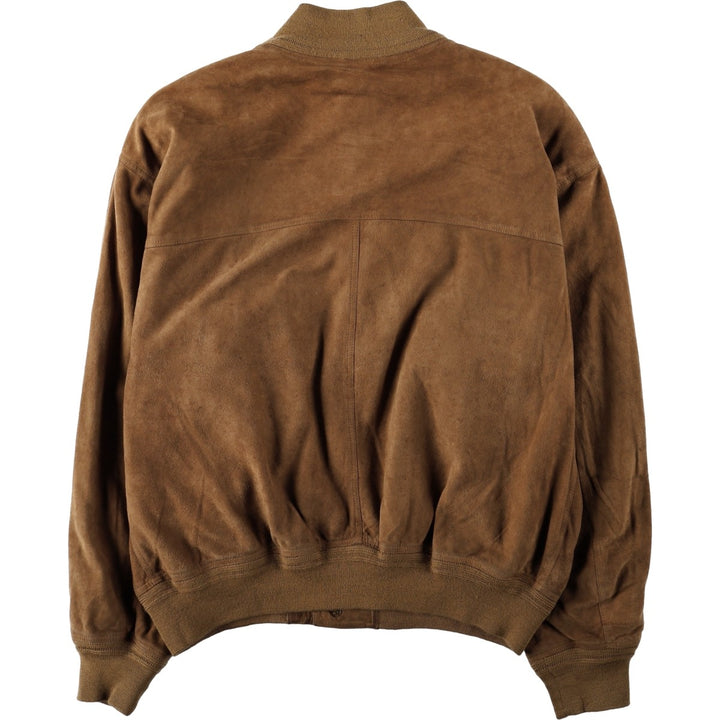 Balster Jacket, Suede Leather Blouson, Made in Italy, Men's XL Genuine Leather Suede Leather Khaki type brown Vintage Second Hand