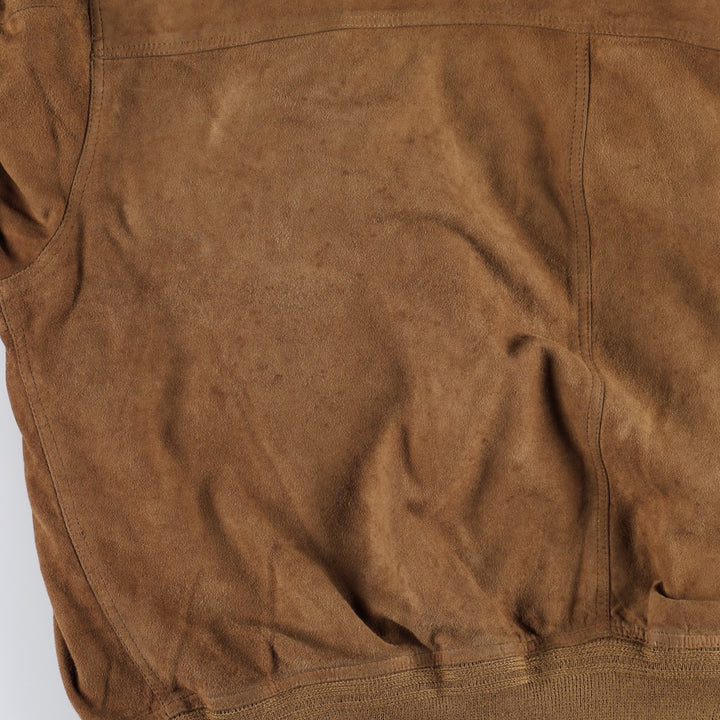 Balster Jacket, Suede Leather Blouson, Made in Italy, Men's XL Genuine Leather Suede Leather Khaki type brown Vintage Second Hand
