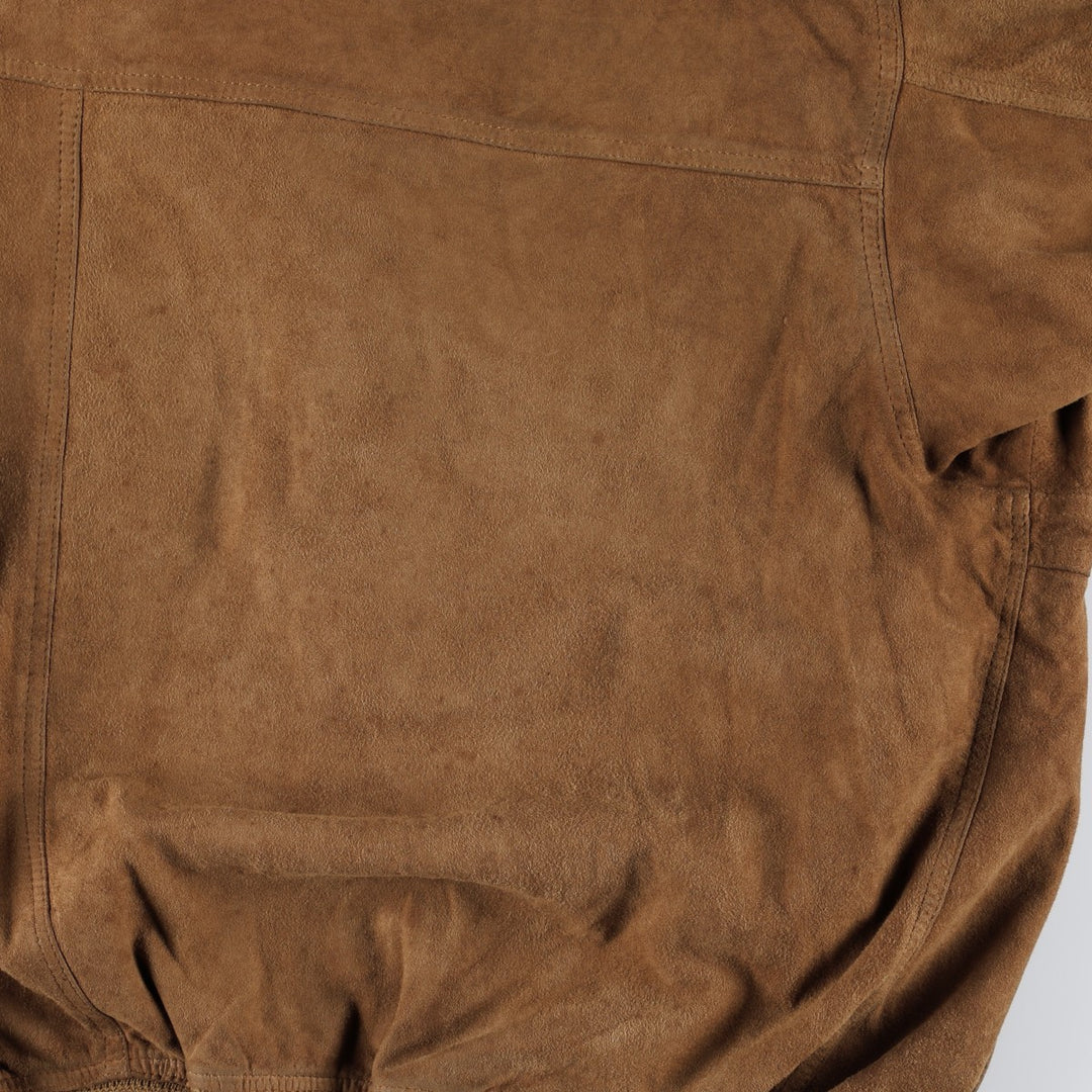 Balster Jacket, Suede Leather Blouson, Made in Italy, Men's XL Genuine Leather Suede Leather Khaki type brown Vintage Second Hand