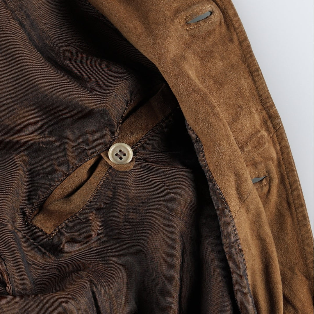 Balster Jacket, Suede Leather Blouson, Made in Italy, Men's XL Genuine Leather Suede Leather Khaki type brown Vintage Second Hand