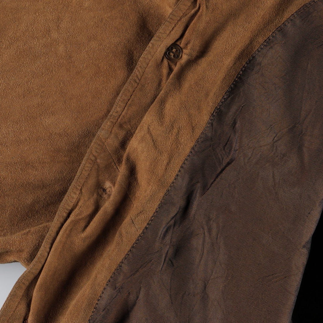 Balster Jacket, Suede Leather Blouson, Made in Italy, Men's XL Genuine Leather Suede Leather Khaki type brown Vintage Second Hand