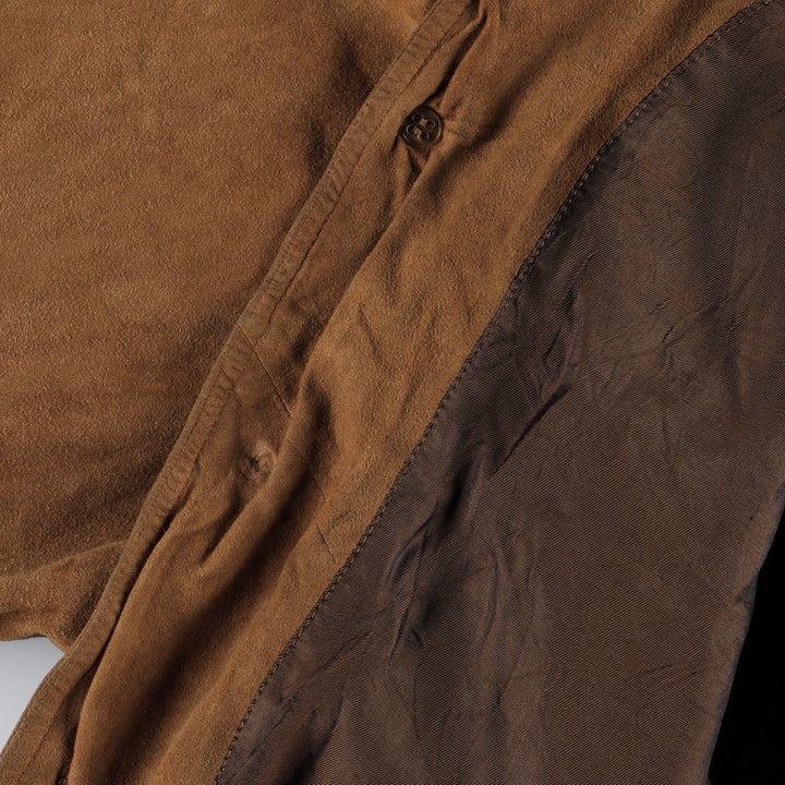 Balster Jacket, Suede Leather Blouson, Made in Italy, Men's XL Genuine Leather Suede Leather Khaki type brown Vintage Second Hand