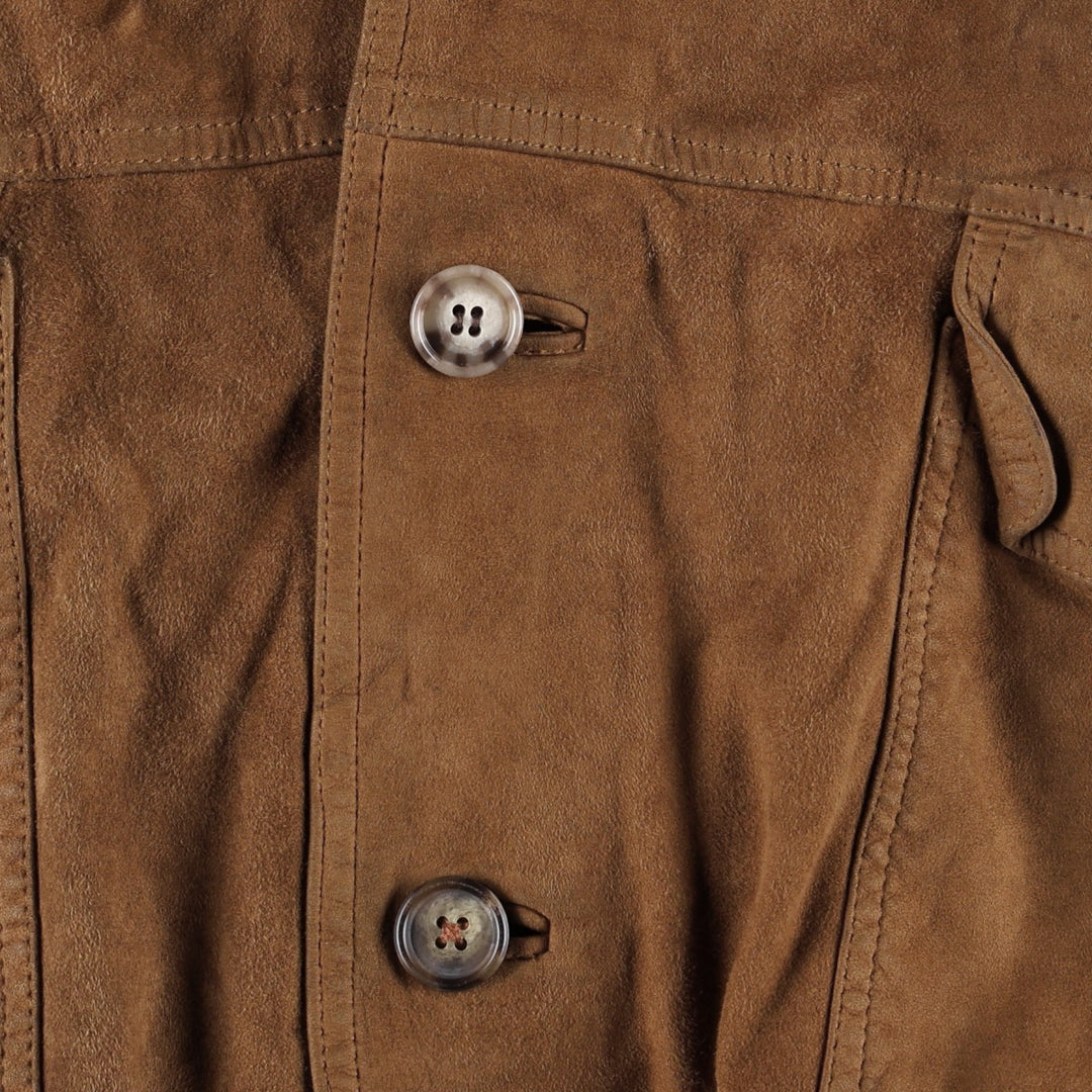 Balster Jacket, Suede Leather Blouson, Made in Italy, Men's XL Genuine Leather Suede Leather Khaki type brown Vintage Second Hand
