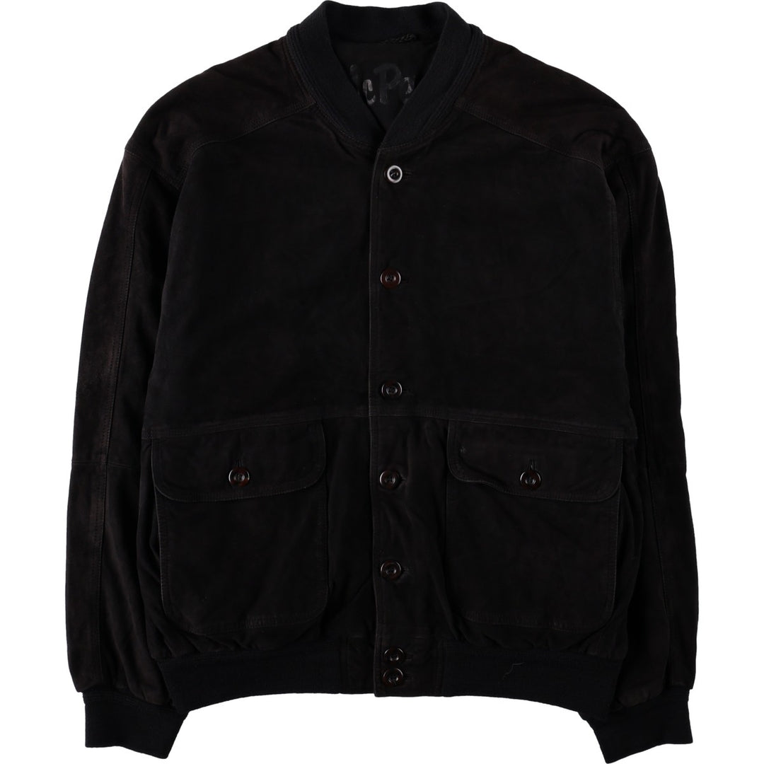 Mc Percy suede leather blouson, men's size L (approx.) Genuine Leather Suede Leather black type Vintage Second Hand