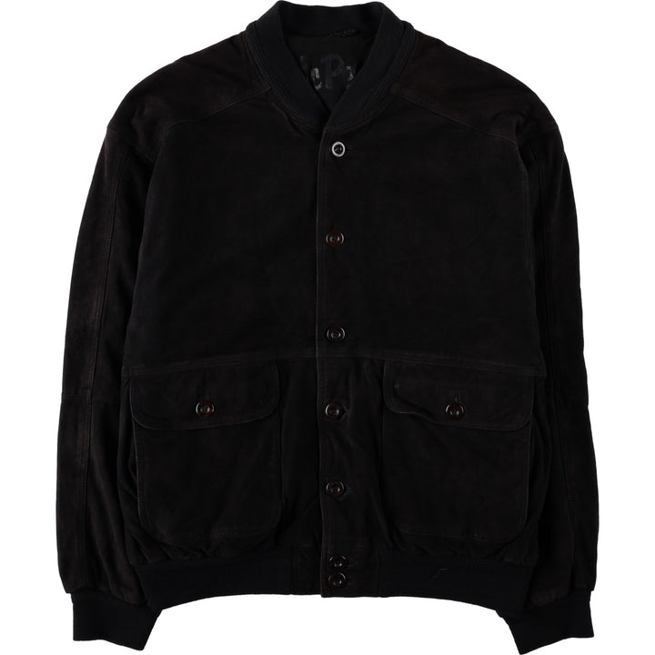 Mc Percy suede leather blouson, men's size L (approx.) Genuine Leather Suede Leather black type Vintage Second Hand