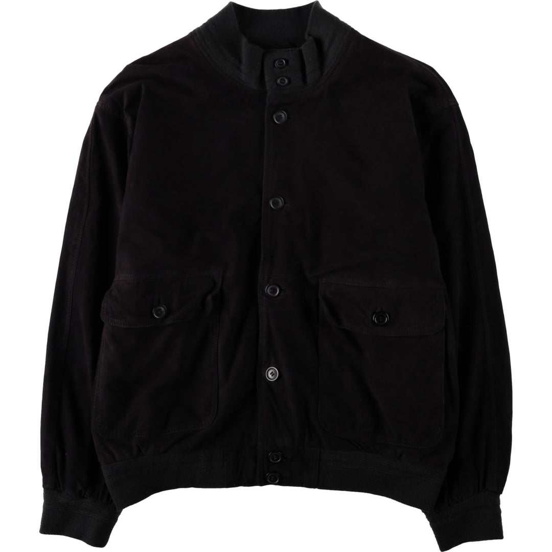 Balster Jacket, Suede Leather Blouson, Men's XL Genuine Leather Suede Leather black type Vintage Second Hand