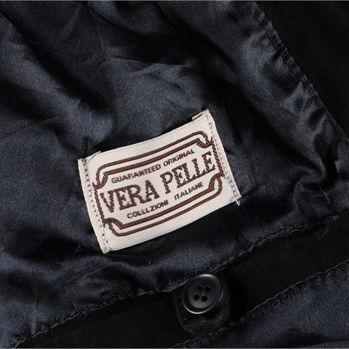 Balster Jacket, Suede Leather Blouson, Men's XL Genuine Leather Suede Leather black type Vintage Second Hand
