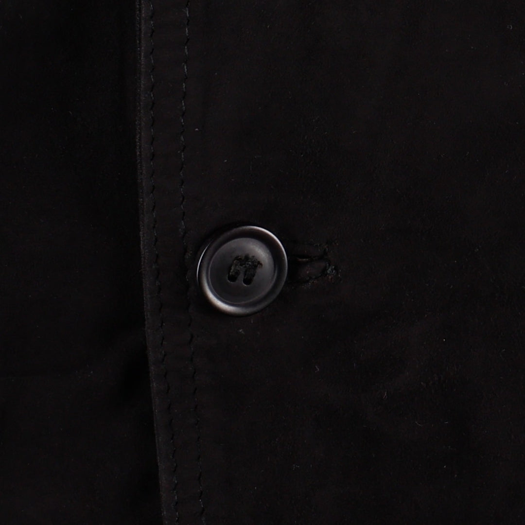 Balster Jacket, Suede Leather Blouson, Men's XL Genuine Leather Suede Leather black type Vintage Second Hand