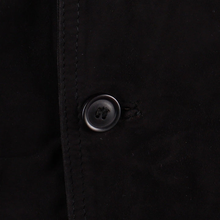 Balster Jacket, Suede Leather Blouson, Men's XL Genuine Leather Suede Leather black type Vintage Second Hand